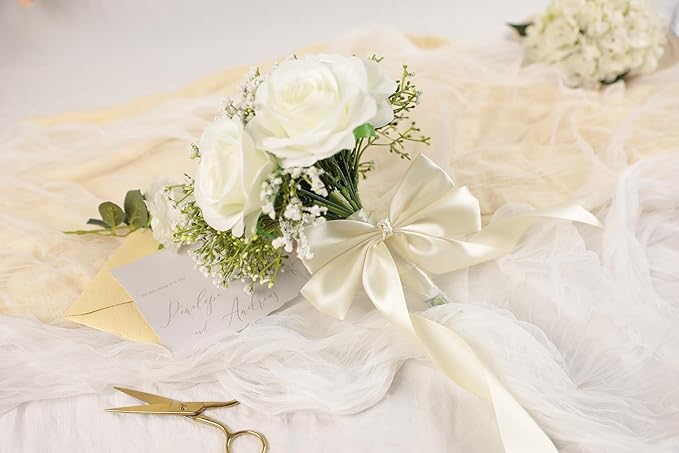 Beige Satin Ribbon 1-1/2 inch X Continuous 25 Yards, Single Face Polyester Ribbon Perfect for Gift Wrapping, Flower Bouquet, Wedding Decor, Crafts, Bow Making, Sewing and More