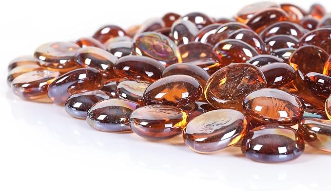 11LB Amber Flat Glass Marbles for Vase Filler, Aquariums, Hydroponics, Home Decor & DIY Crafts