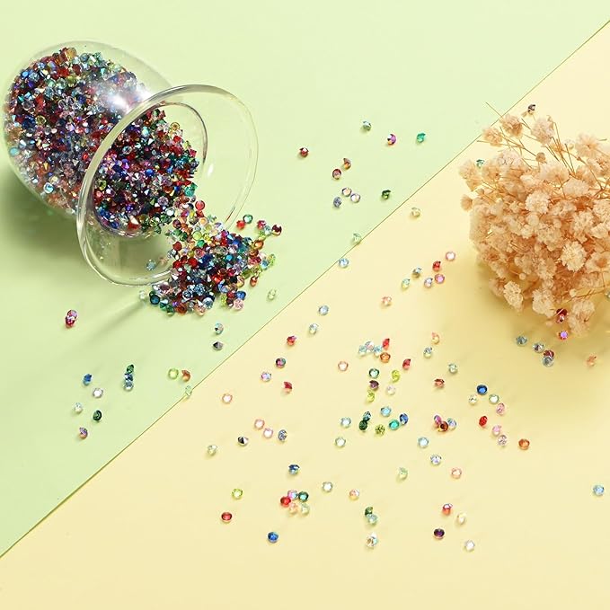 14400-Pack Acrylic Diamonds, 0.12 Inch/3mm Wedding Table Scatter Confetti Crystals for Vase Fillers/Art Craft, Acrylic Diamonds Gems [Dark Green AB]