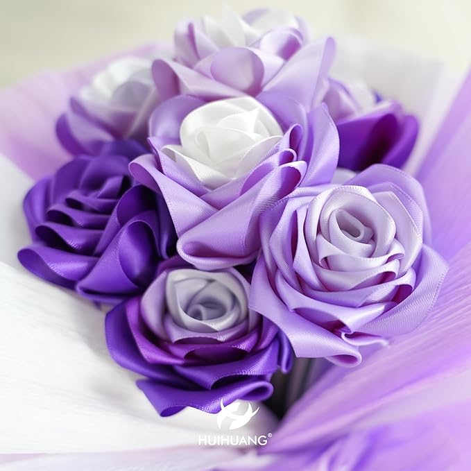 HUIHUANG Lilac Satin Ribbon 1-1/2 inch x 50 Yards Purple Ribbon Double-Faced Satin Ribbon for Gift Wrapping, Bows, Flower Bouquet, Eternal Roses, Crafts, Bridal Shower Wedding Decor