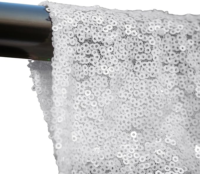 White Sequin Backdrop 2FTx8FT 2 Panels Curtains Party Decoration Glitter for Birthday Wedding Curtain