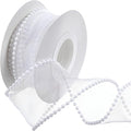 1.5 Inch Faux Pearl Ribbon, Smooth White Ribbon with Pearl Edges Wire, 4.5m Sheer Mesh Ribbons for Gift Wrapping, Bows Bouquet Decor Crafts, Wedding Bridal Decorations