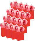 Gcardist Red Gift Bags with Tissue Paper for Wedding, Birthday, Party Supplies-7.9"x4.3"x9.6" Medium Size Cardboard Gift Bags（16pcs Bags +32pcs Tissue Paper ）