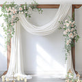 Socomi Wedding Arch Draping Fabric 3 Panels 29" x 19Ft Ivory Sheer Chiffon Curtain Drapes 6 Yards for Wedding Ceremony Birthday Party Decoration