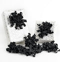 HUIHUANG Black Bows for Gift Wrapping, Black Curly Ribbon Bows Self Adhesive Burst Gift Bow for Christmas Presents, Wine Bottle, Treat Bags, Birthday, Holiday Party Favors - 6 Counts