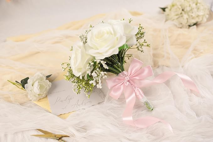 Baby Pink Satin Ribbon 1 inch X Continuous 50 Yards, Single Face Polyester Ribbon Perfect for Gift Wrapping, Flower Bouquet, Wedding Decor, Crafts, Bow Making, Sewing and More