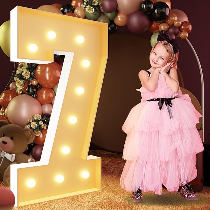 imprsv 4FT Marquee Numbers, Light Up Numbers 7 for 17th 70th Birthday Decorations, Large Light Up 7 Anniversary Party Deco, Pre-Cut Foam Board Kit