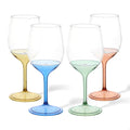 TOSSWARE POP 14oz Vino with Mix Color Stem SET OF 12, Premium Quality, Recyclable, Unbreakable & Crystal Clear Plastic Wine Glasses