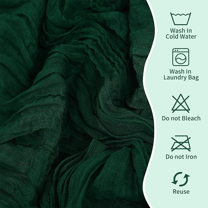 50 PCS Cheesecloth Chair Sashes, Bows Designed ChairSashes, 15.7x108 inch Chair Sashes for Aisle Decorations Universal Chairs Cover Decoration for Wedding Reception Party Banquet (Emerald Green)