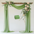 Wokceer Sage Green Wedding Arch Draping Fabric Backdrop 4 Panels 28.7" X 20FT Sheer Drapes Fabric for Wedding Arbor Ceremony Party
