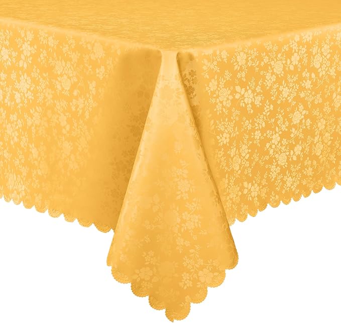 Smiry Rectangle Table Cloth, Waterproof Heavy Duty Vinyl Tablecloths, Wipeable Washable Table Cover for Kitchen and Dining Room (Mustard Yellow, 60" X 84")