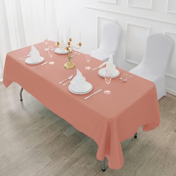Fokitut 2 Pack Waterproof Rectangle Tablecloth, 60x102 Inch, Stain Resistant and Wrinkle Polyester Table Cloth, Fabric Table Cover for Kitchen Dining, Wedding, Party, Holiday Dinner-Dusty Pink