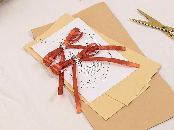 Copper Satin Ribbon 1/4 inch X Continuous 100 Yards, Single Face Polyester Ribbon Perfect for Gift Wrapping, Flower Bouquet, Wedding Decor, Crafts, Bow Making, Sewing and More