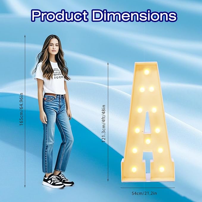 4FT Marquee Plastic Letters A - Light up Letters A Are Made from Corrugated Plastic Board - Quick Assembly Without Tools, Disassembled Components Can Be Used for Garage Sale Signs, Yard Sale Signs