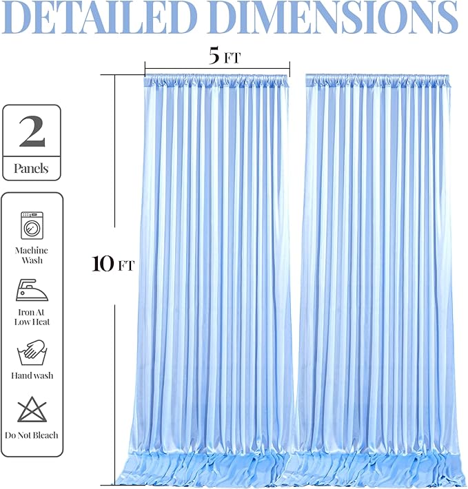 10x10 ft Blue Glitter Backdrop Curtain for Parties, Wrinkle Free Glitter Photo Backdrop Drapes 2 Panels 5x10FT Shimmer Back Drop Cloth for Baby Sower Wedding Birthday Photography Background Decor