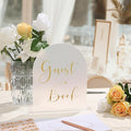 UNIQOOO 10 Pack Acrylic 8x10 Frosted Arch Table Sign for Wedding with Holders, 1/8 in Thick, DIY Blank Arch Sign Sheet Perfect for Decoration, Party,Anniversary, Event, Stand Included