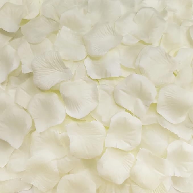 Ouddy Decor 5000 Pcs Rose Petals Artificial Flower for Valentine's Wedding Decor Romantic Night Event Anniversary Shower Engagement Party Home Decorations, Ivory