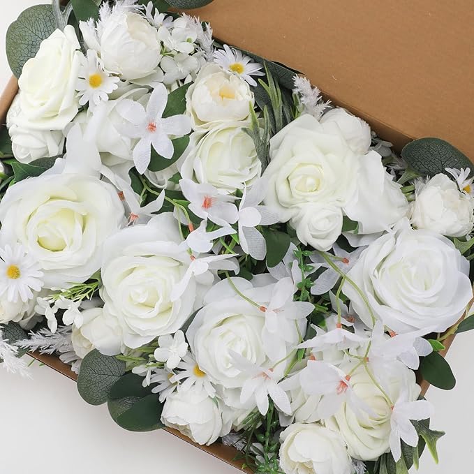 Wedding Aisle Decorations Set of 8 Chair Back Flowers Floral Pew Wedding Decorations for Ceremony with Chiffon Ribbons Fall Decor