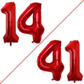 GOER Number 14 Balloons for 14th Birthday Sweet 14 Party Decorations,42 Inch Jumbo Foil Helium 41 Balloons for 41st Birthday Party Decoration (Red)