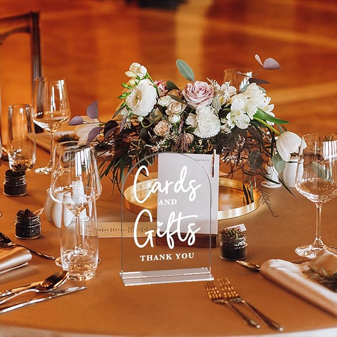 Acrylic Wedding Sign Cards and Gifts Sign for Wedding Wedding Signs for Ceremony Modern Calligraphy Arch Acrylic Table Top Sign for Wedding Reception and Event Party Table