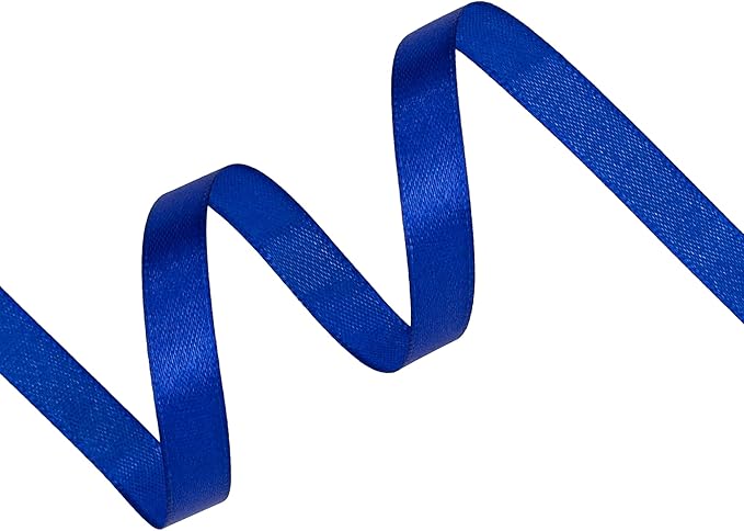 Royal Blue Satin Ribbon 3/8 inch X Continuous 25 Yards, Single Face Polyester Ribbon Perfect for Gift Wrapping, Flower Bouquet, Wedding Decor, Crafts, Bow Making, Sewing and More