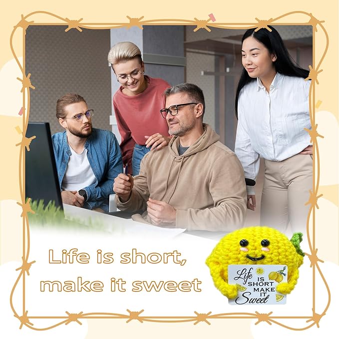 Emotional Support Crochet Lemon,Lovely Gift for Friends,Mom,Dad,Grandpa,Grandma,Colleagues,Classmates,Graduation Gift,Home Office Decoration