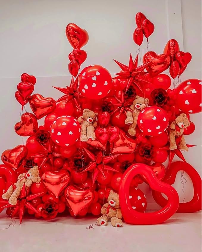 3pcs 26inch 3D Explosion Star foil balloon, christmas day red Foil Cone star burst Balloons for Birthday Wedding New Year Party Event