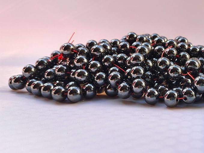 Stone Beads 6mm 140pcs Black Hematite Beads Round Loose Gemstones Beads for Bracelet Necklace Jewelry Making (6mm, 60619 Black Hematite)