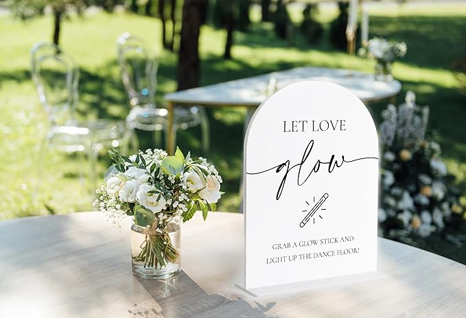 Let Love Glow Sign Wedding, White Arch Acrylic Sign, Wedding Dance Floor Props, Bridal Shower Decor, Engagement Party Decor, Centerpiece Table Decorations Party for Bride and Groom-18