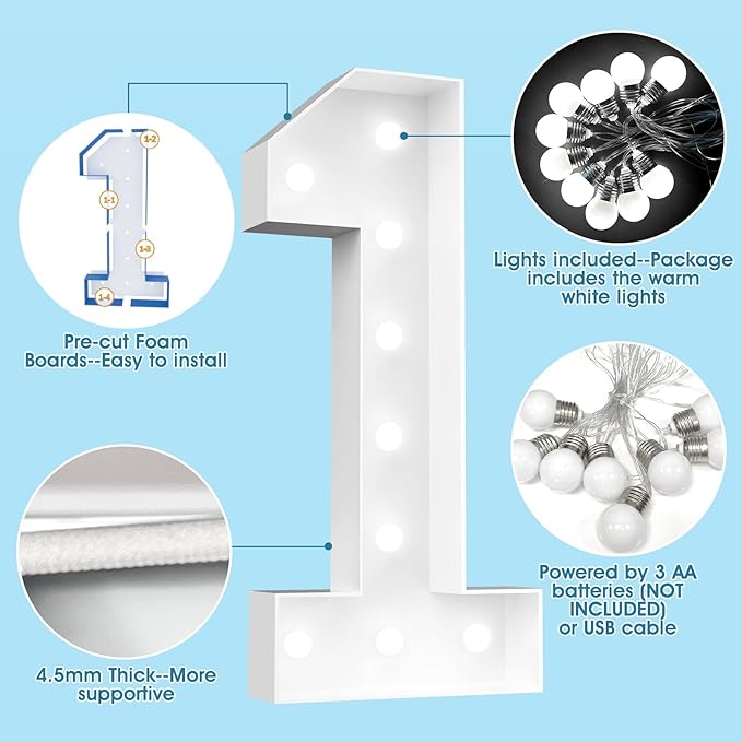 Ledido 4FT Marquee Light Up Numbers, Cool White Light Up Numbers Large Marquee Numbers for Party Decorations,7th 17th Birthday Anniversary Decor, Number 7