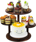 4 Tier Round Cupcake Tower Stand, Wooden Rotatable Cupcake Stand for 50 Cupcakes 360° Whirling Large Dessert Display Tiered Rustic Cake Tower for Wedding Birthday Graduation Baby Shower Tea Party