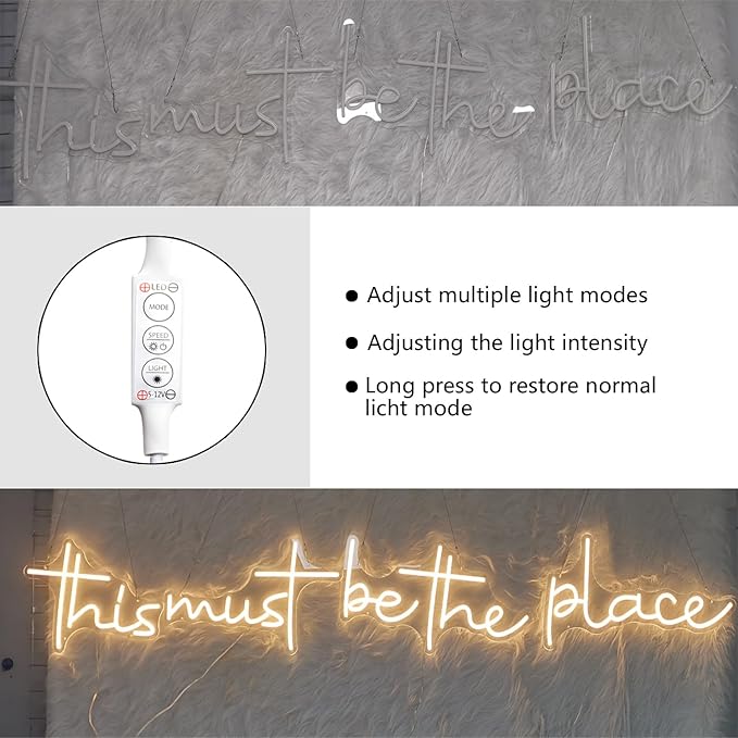 This Must Be The Place Neon Sign 80.5" x 14.3" Light for Home Bedroom Cafe Bar Hanging Wall Decor Sign Anniversaries Wedding Birthday Backdrop （Super Large Style）