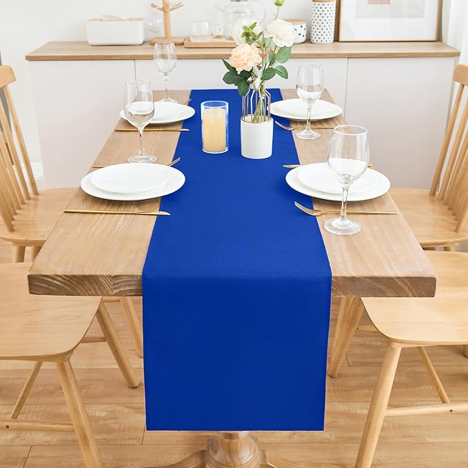 2 Pack Blue Long Table Runner 12 x 108 Inch Solid Color Farmhouse Runners Coffee Table Dresser for Daily Party Home Decoration