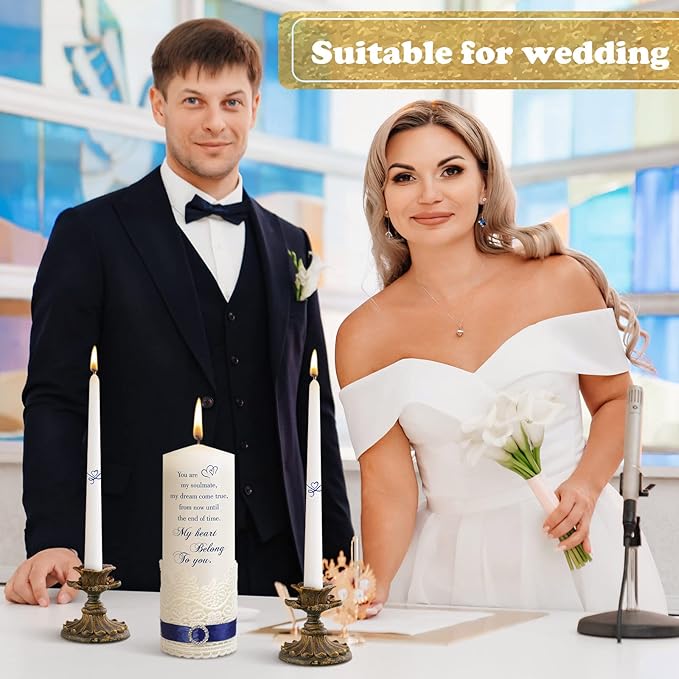 Frienda Unity Candles for Wedding Ceremony Set Wedding Unity Taper Candles Catholic Religious Ceremony Accessories(Heart Style)