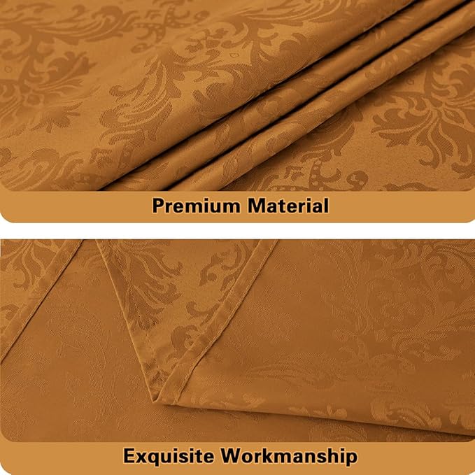 SASTYBALE Fall Tablecloth Rectangle 52 x 70 Inch Waterproof Wrinkle Free Autumn Jacquard Damask Table Cloth, Reusable Fabric Table Cover for Thanksgiving, Harvest, Holiday, Brown/Amber