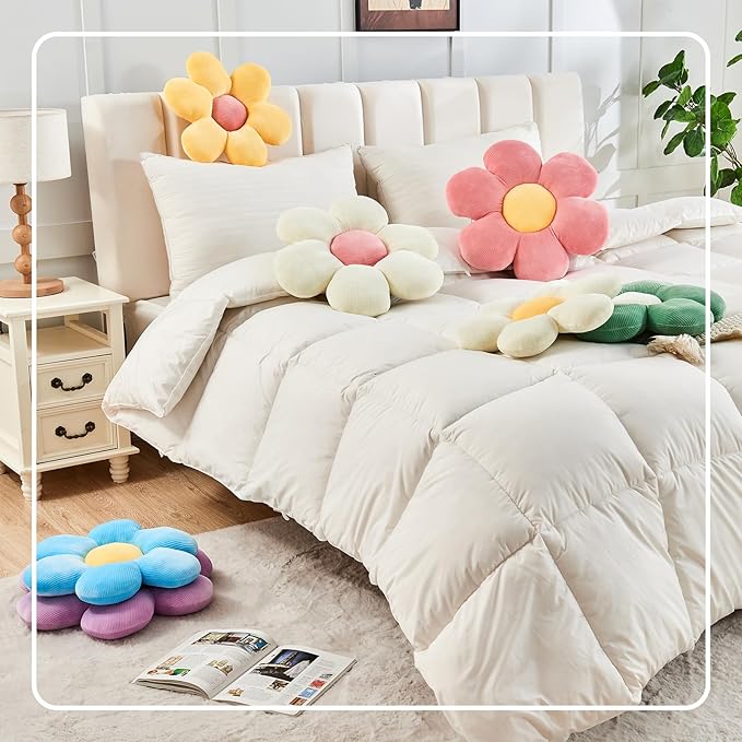 Purple Flower Pillow, 14.9" Cute Flower Shaped Floor Pillow, Aesthetic Floral Plush Daisy Decorative Throw Pillows for Bed Sofa Couch