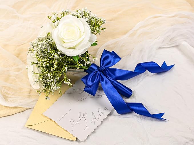 Royal Blue Satin Ribbon 1 inch X Continuous 25 Yards, Single Face Polyester Ribbon Perfect for Gift Wrapping, Flower Bouquet, Wedding Decor, Crafts, Bow Making, Sewing and More