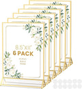 Acrylic Sign Holder 8.5X11 Gold Frames Double-Sided Gold Picture Frames Display Stand for Menu Holder Flyer Holder Wedding Table Number Holder Photo Frames with Double Sided Sticky Dots -6 Pack