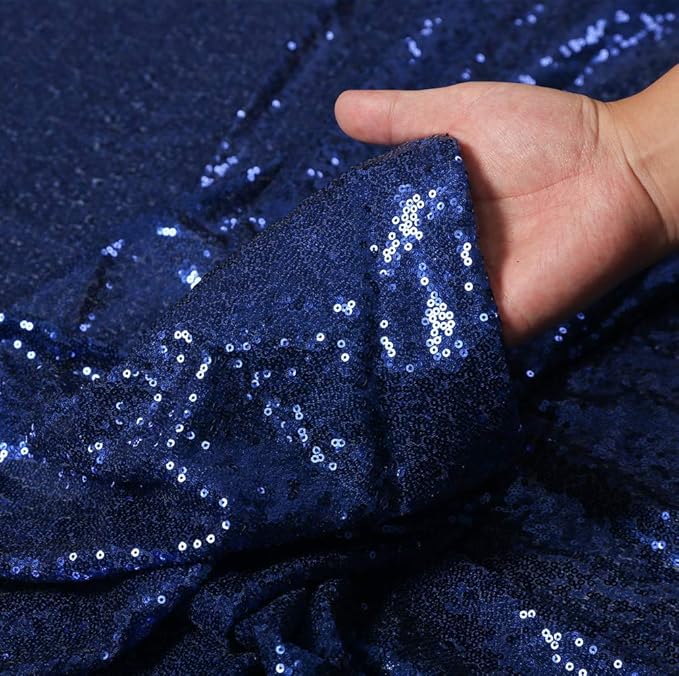 SquarePie Sequin Backdrop 8FT x 8FT Navy Blue Curtain Background Wedding Party Decoration