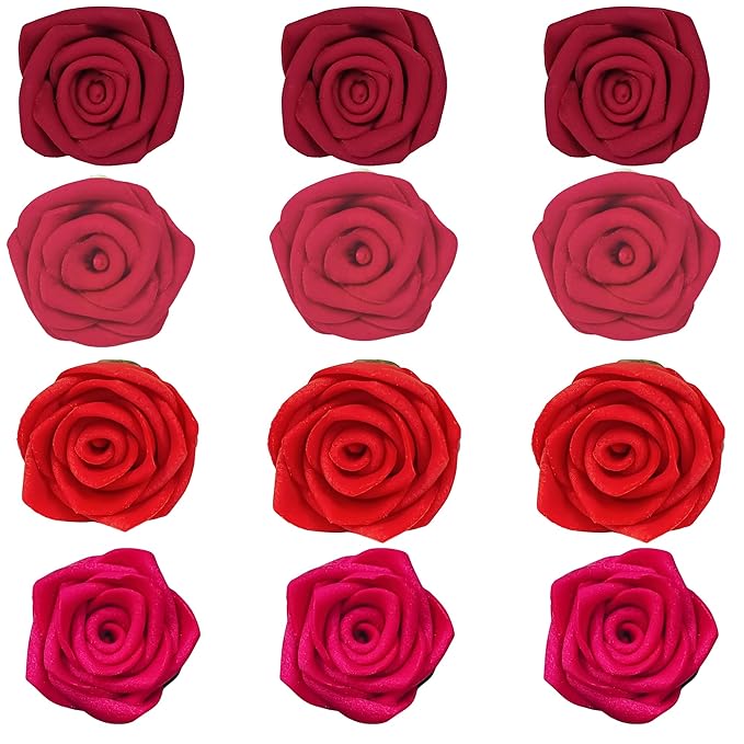 Confect Edible Rose Toppers – Pack of 12 Edible Roses for Cake, Cupcake & Doughnut Decorating – Elegant Ombre Floral Toppers for Desserts-Vegan, Dairy-Free, Palm Oil-Free - Pack of 12