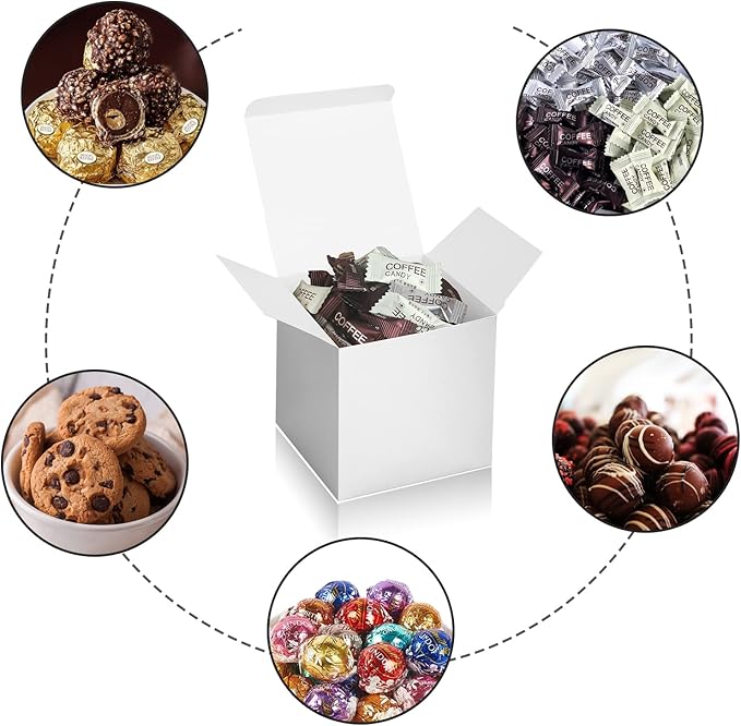 100 Pack Small Gift Boxes, 2x2x2 Inches Favor Boxes Silver Paper Gift Boxes with Lids for Presents, Crafting, Cupcake Boxes, Gifts, Candy Boxes for Wedding Party Bridal Shower Baby Shower Favors