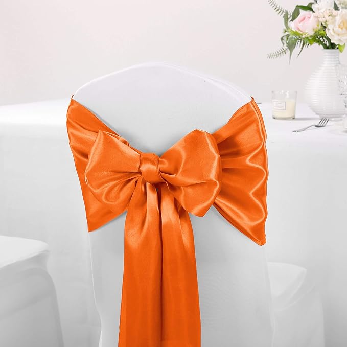 10-Pack Satin Table Runner Orange 12 x 108 inches Long, Table Runners for Wedding, Birthday Parties, Banquets Decorations（10 Pack, 12x108 Inch, Orange）