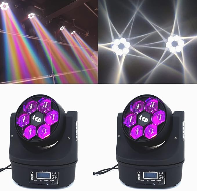 6x15W Mini Bee Eye Moving Head DJ Light, 90W LED RGBW Stage Light Rotate Beam Spot Effect, DMX Sound Activated Remote Control for Parties Wedding Bar Church Show (RGBW 4in1)