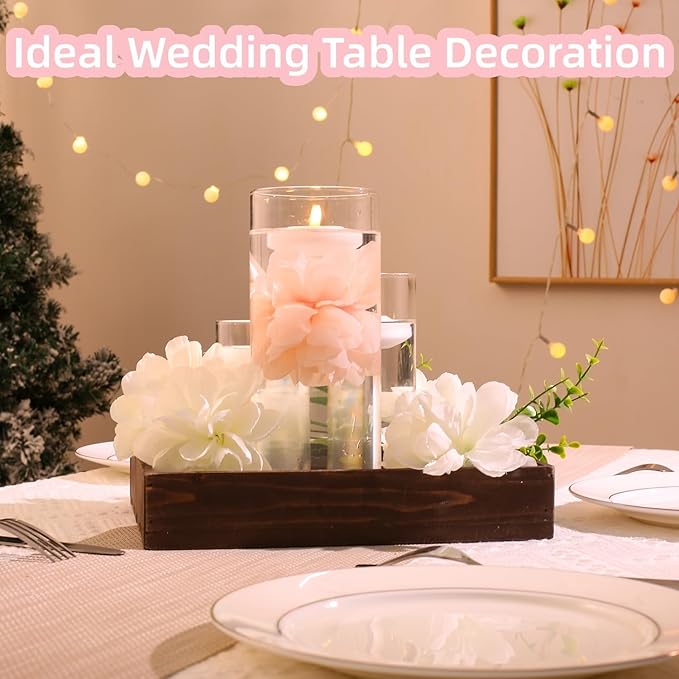 24 Pcs Floating Candles for Centerpieces and Floating Flowers Artificial Flowers Head Vase Filler for Party Home Table Wedding Centerpieces Decoration (Pink)