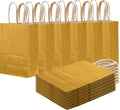 qiqee Mustard Yellow Gift Bag with Handles Bulk 24Pcs Paper Bags -8.3"x6"x3. 15" Party Favor Bags - Solid Color