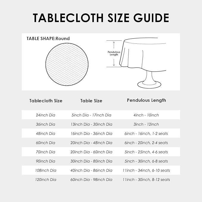 Round Navy Tablecloth 48 Inch Polyester Fabric Washable Table Cloth Decorative Wrinkle Resistant Solid Color Table Cover for Kitchen Dinning Party Wedding Camping