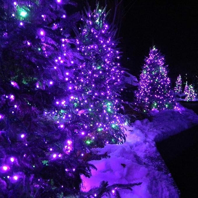 Toodour Solar Christmas Lights, 72ft 200 LED 8 Modes Outdoor Christmas String Lights, Waterproof Solar String Light for Xmas Tree, Fence, Holiday, Party, Balcony, Outdoo Xmas Decorations - Purple