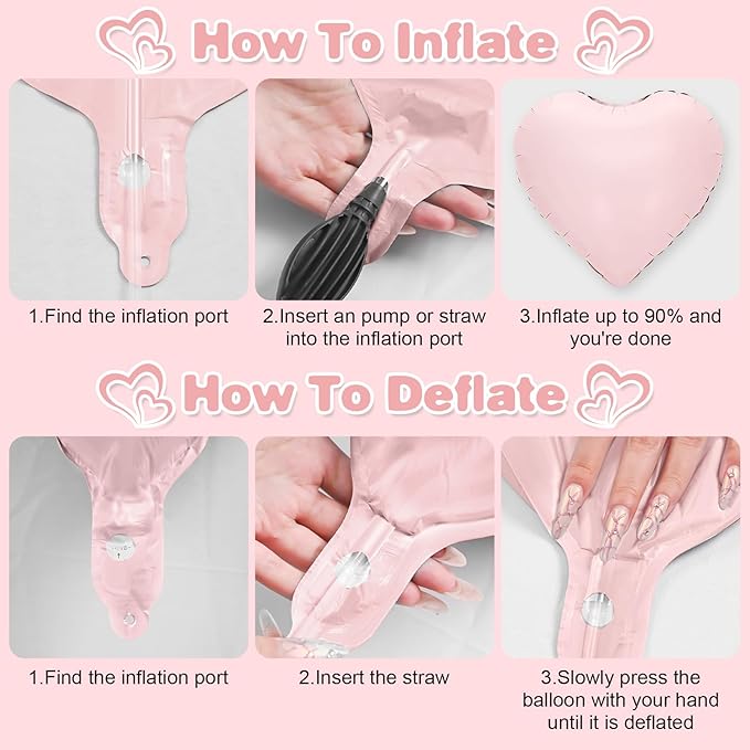 Pink Purple Heart Balloons,12Pcs 18Inch Baby Pink Cream Purple Heart Shaped Foil Helium Balloons for Baby Shower Birthday Anniversary Wedding Engagement Party Decorations