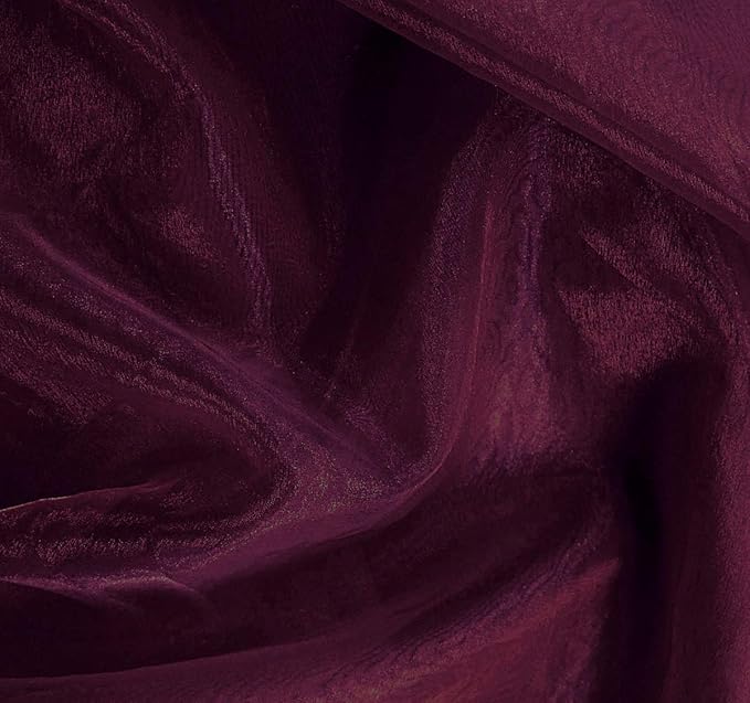 VDS Eggplant Organza Fabric, 10 Yards Continuous, 45” Wide, Wedding Party Decoration Iridescent Crystal Sheer Shiny Organza Tulle Bridal Dress DIY Crafts Costume Sewing Backdrop Arch Cloth