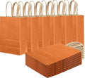 qiqee Classic Orange Gift Bag with Handles Bulk 24Pcs Paper Bags -8.3"x6"x3. 15" Party Favor Bags - Solid Color